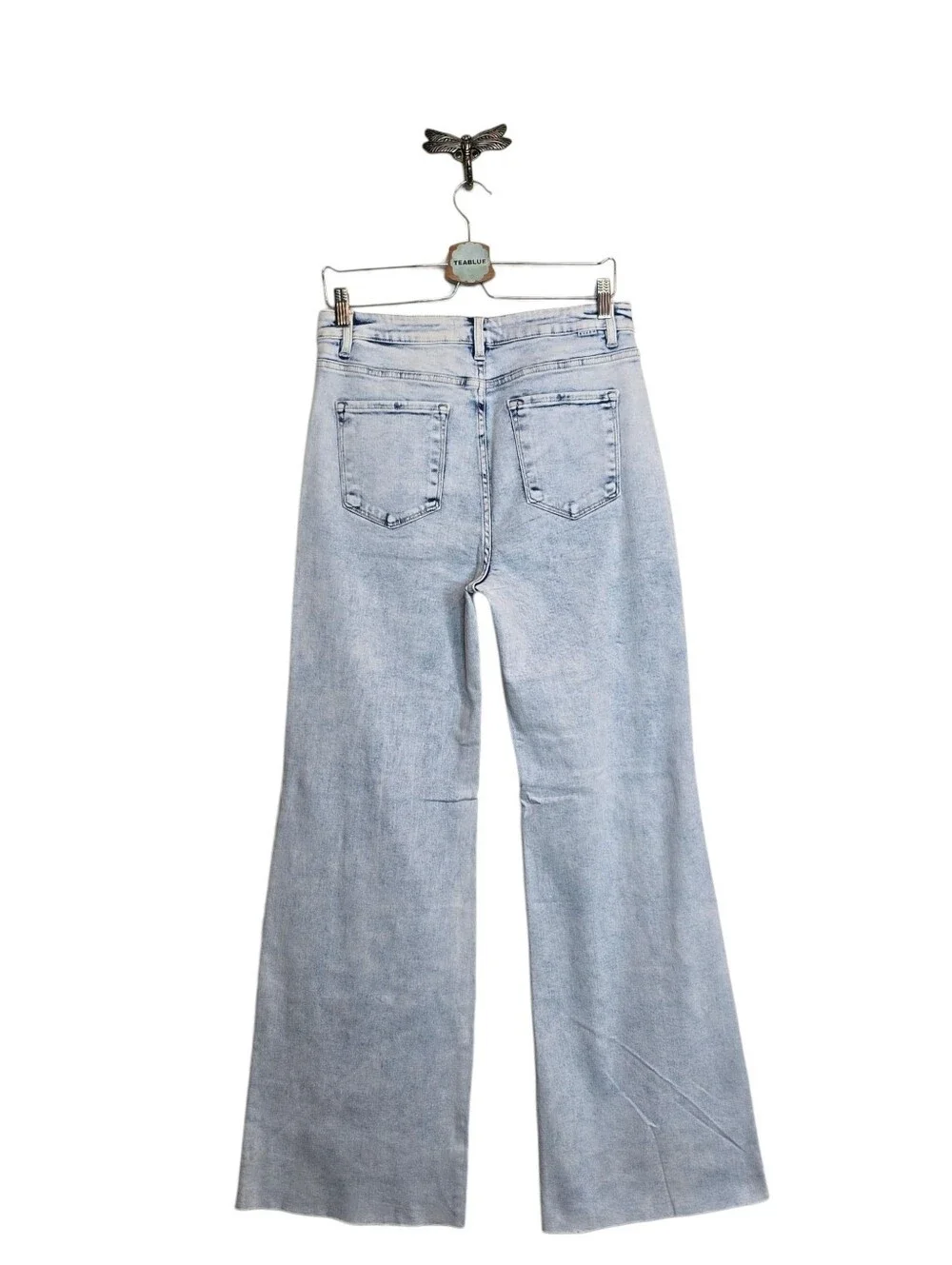 High-Rise Light Wash Distressed Wide-Leg Jeans - Picture 4 of 14